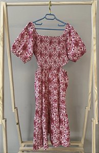 Vestido midi em tecido, cor rosa e branco, Marca Zara, tamanho 11-12 anos