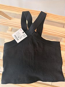 Cropped Preto Canelado (com Etiqueta) -Zara - Tam: 11/12