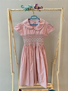 Vestido Rosa Bordado -Zara - Tam: 8 anos