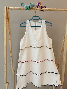 Vestido Branco Listra Colorida - Le Lis Petit - Tam: 12