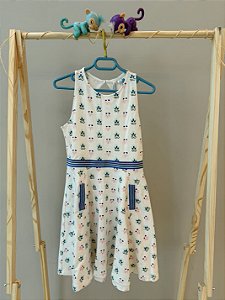 Vestido Branco Flor Rosa e Azul - Janie and Jack - Tam: 10 anos