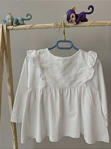 Bata em laise, branca, mangas longas, Marca Zara, TAM 2-3