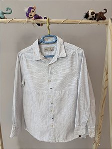 Camisa social branca com listras azuis, manga longa, Marca Zara, TAM 7