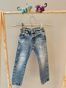 Calça Jeans Clara com Rasgo -Meu Primeiro Jeans - Tam: 3-4 anos