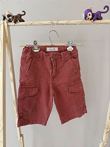 TAM 8. Reserva. Bermuda cargo, rosa queimado, com regulagem na cintura