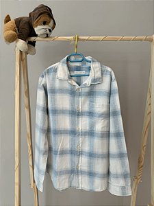TAM: 11-12 anos - Zara - Camisa Social Xadre Azul e Branco