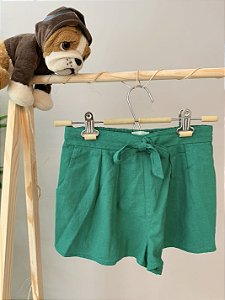 TAM 8-10 - Das Meninas - Short Verde Linho