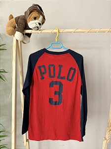 TAM 8 - Ralph Lauren - Blusa Manga Comprida Vermelha e Azul