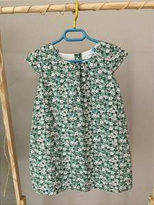 TAM 8 - Zara - Vestido Verde com Desenho de Flores Cruzado nas Costas