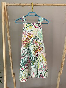 TAM 8 - Zara - Vestido Tipo Jardineira Folhas Desenhadas