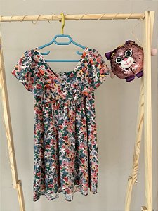 TAM 3 - Carter's - Vestido Florido com Babados na Manga