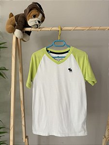 TAM 7-8 - Abercrombie - Blusa Branca e Verde Limão