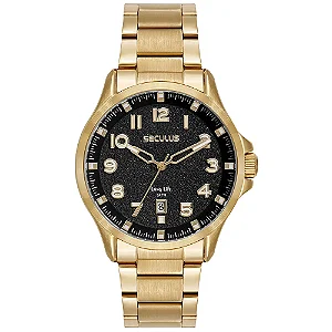 Relógio Masculino Aço Mostrador 3D Dourado 77312GPSVDA2