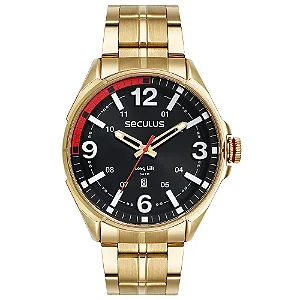 Seculus Masculino Aço Visor 3D Dourado 77244GPSVDA2