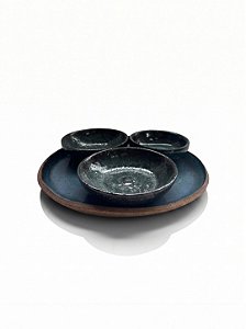 Conjunto de Petisqueira Trio Redonda Azul