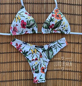 BIQUINI CORTININHA FLORAL WHITE ASA DELTA