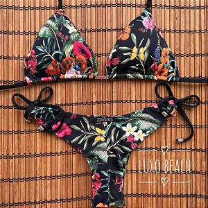 BIQUINI CORTININHA FLOWERS BLACK