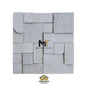 Mosaico de Pedra São Tomé Branco Variadão Telado 30x30 - 1 m²