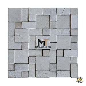Mosaico de Pedra São Tomé Branco Variadinho Telado 30x30 - 1 m²