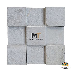 Mosaico de Pedra São Tomé Branco Xadrez 10x10 Telado 30x30 - 1 m²