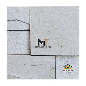 Mosaico de Pedra São Tomé Branco Variado Telado 30x30 - 1 m²