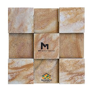 Mosaico de Pedra São Tomé Amarela Xadrez 10x10 Telado 30x30 - 1 m²