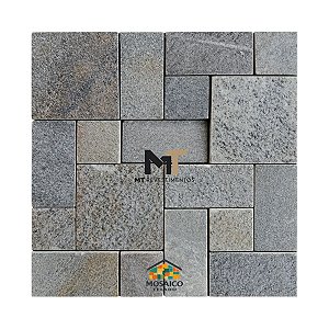 Mosaico de Pedra Luminárias Verde Variadão Telado 30x30 - 1 m²