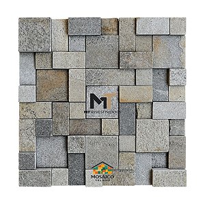 Mosaico de Pedra Luminárias Verde Variadinho Telado 30x30 - 1 m²