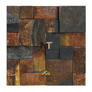 Mosaico de Pedra Ferro Variadão Telado 30x30 - 1 m²