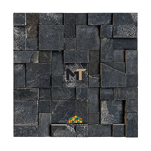 Mosaico de Pedra Ferro Preta Variadinho Telado 30x30 - 1 m²