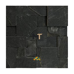 Mosaico de Pedra Ferro Preta Variadão Telado 30x30 - 1 m²