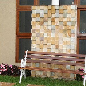 Mosaico Pedra São Tomé Amarela 10x10 Peças Soltas - 1 m²