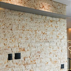 Travertino Rockface Cairo Dourado 7x30 Pedra Natural - 1 m²