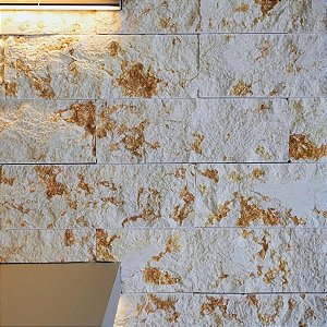 Travertino Rockface Cairo Dourado 10x30 Pedra Natural - 1 m²