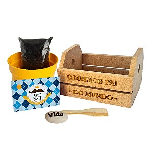 AL005 - Kit Caixote 6mm com Gravação, Tinta e Pincel - Semente Gravada