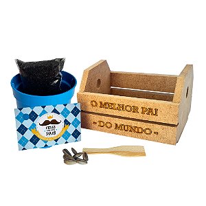 AL006 - Kit Caixote 6mm com Gravação, Tinta e Pincel - Sementes Flores