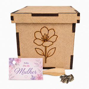 AL008 - Kit Caixinha Mdf com Gravação e Sementes Flores