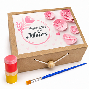 AL024 - Kit Caixinha Mdf com Tela, Tintas e Pincel