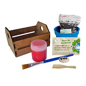 AL032 - Kit Caixote 3mm com Tinta e Pincel e Semente Personalizada