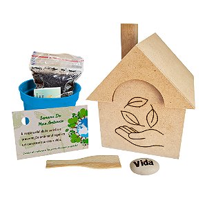 AL040 - Kit Casinha MDF com Gravação e Semente Personalizada