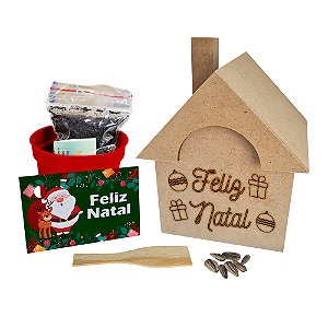 AL041 - Kit Casinha MDF com Gravação e Sementes Flores - Natal