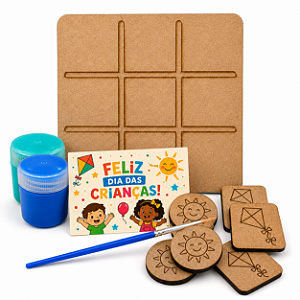 AL067 - Kit Jogo da Velha Tabuleiro com Tinta e Pincel