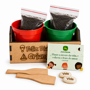 AL073 - Kit Cultivo Cachepô Mdf com 2 Vasos e 2 Semente Gravada