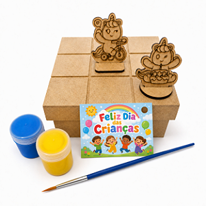 AL097 - Kit Jogo da Velha 3D com Tinta e Pincel