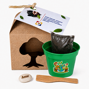 AL146 - Kraft com Vaso Personalizado e Semente Gravada