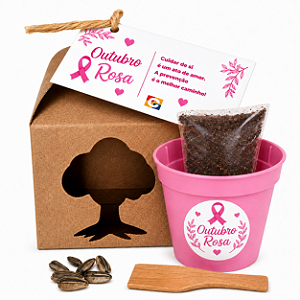 AL147 - Kraft com Vaso Personalizado e Sementes de Flores