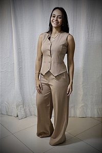 Calça Alfaiataria Antonela Marrom Claro