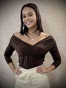 Blusa Manga Longa Juliana Marrom