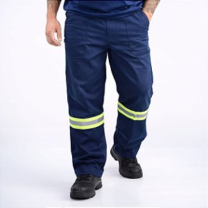 Calça Com Faixa Refletiva De Brim Pesado Para Trabalhar Com Reforço Entre Pernas Sênior Uniformes