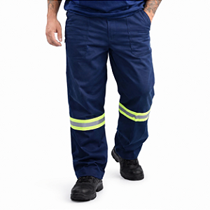 Calça Com Faixa Refletiva De Brim Pesado Para Trabalhar Com Reforço Entre Pernas Sênior Uniformes